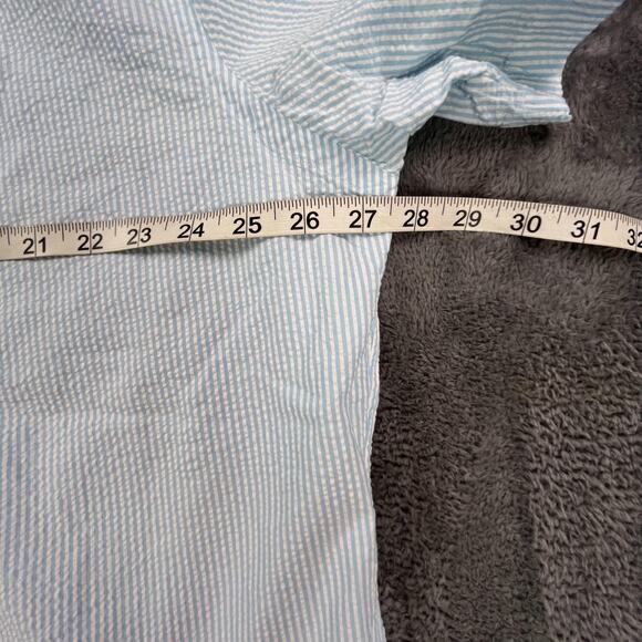 Ralph Lauren Shirt Mens 2XL Blue Short Sleeve Button Up Seersucker Stripe Collar - Picture 7 of 8